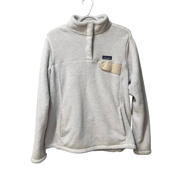 Patagonia Women's Re-Tool Snap-T Fleece Pullover Raw Linen/White Sz XL - Picture 2 of 10